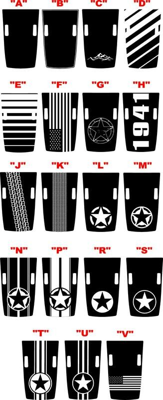 Jeep Gladiator JT Wrangler JL JLU Rubicon Hood Graphics