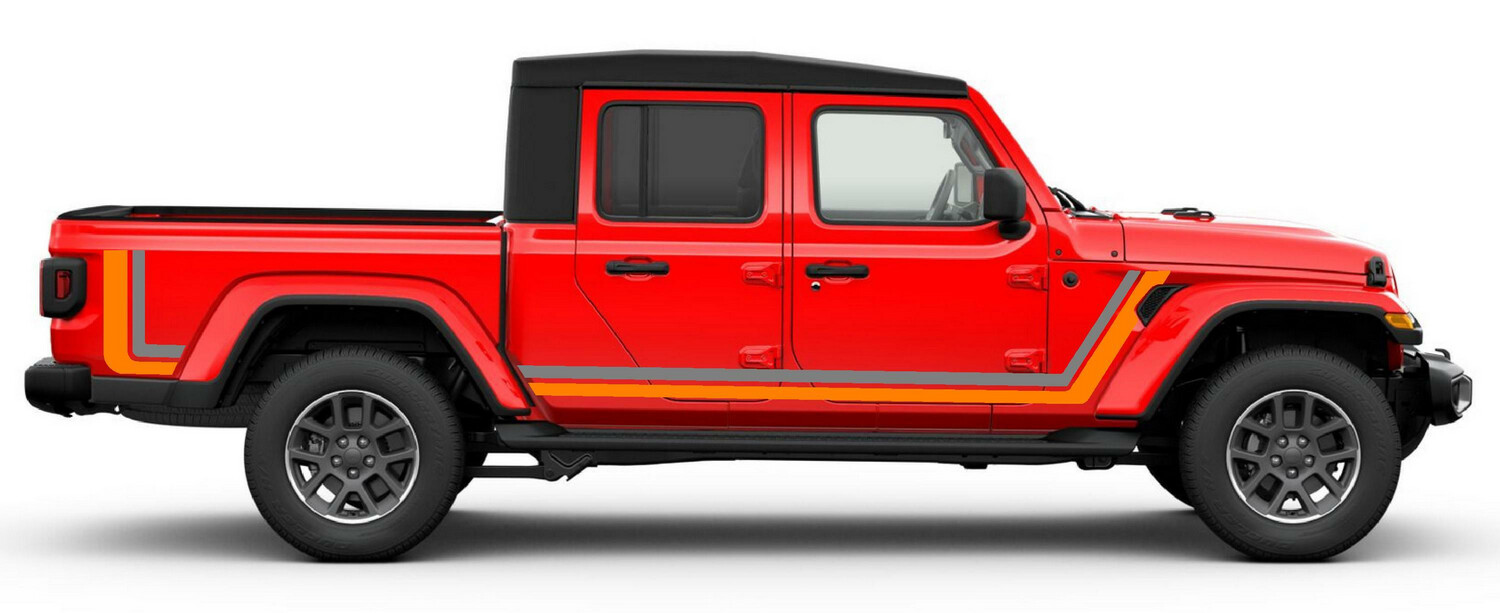 2020 & Up Jeep Gladiator Retro Scrambler Style #1 Side Stripes