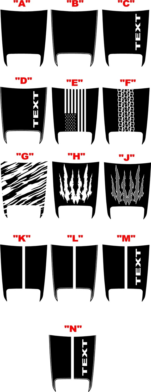 2021 - UP Ram 1500 TRX Sport Hood Top Scoop / Intake Scoop Combo Decal Kit