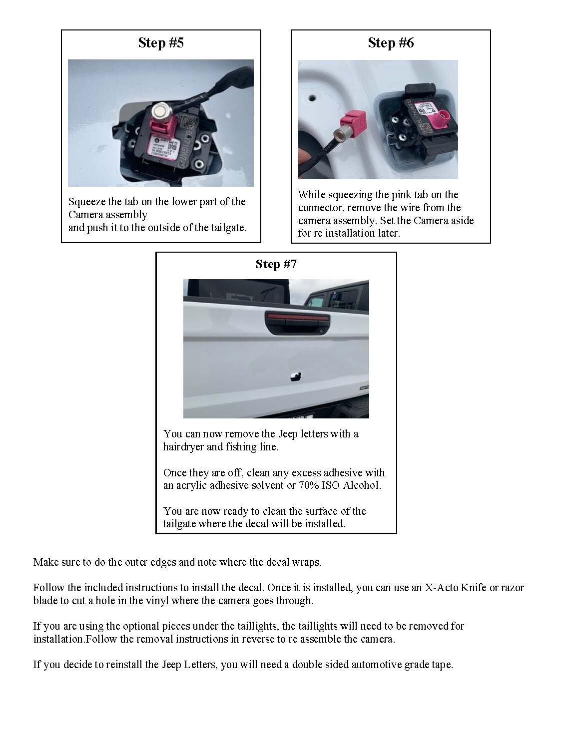 2020 - Up Jeep Gladiator JT Tailgate Blackout Vinyl Graphics