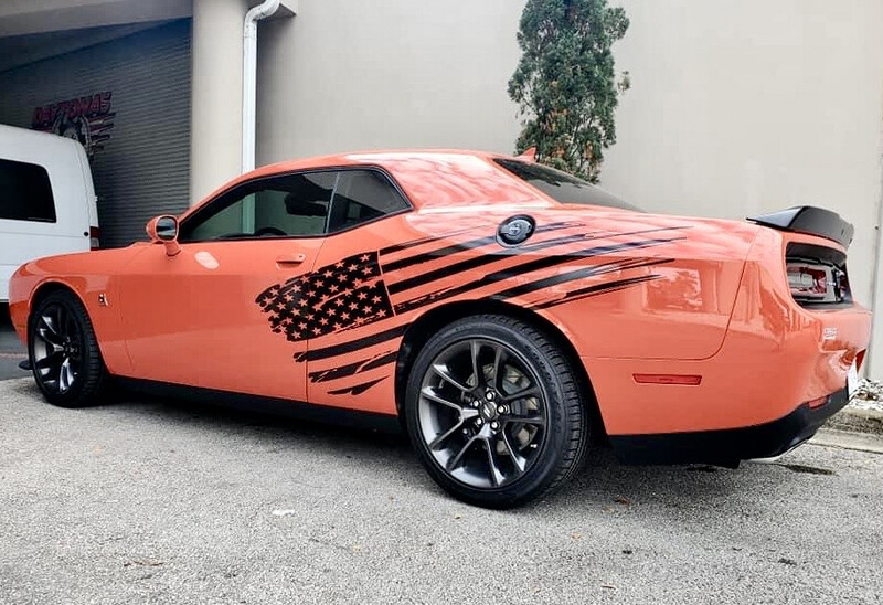 2008 - Up Dodge Challenger/Charger/Misc Large Tattered Flag Graphics