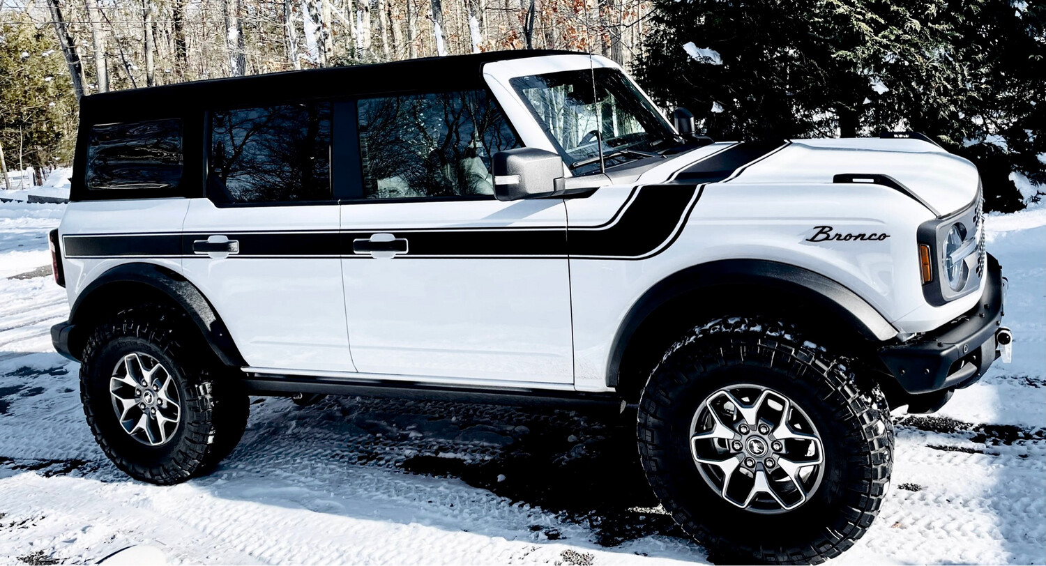 2021-up Ford Bronco Retro Special Decor Style Side/Hood Graphics Kit (Below Body Line Wide Stripe)