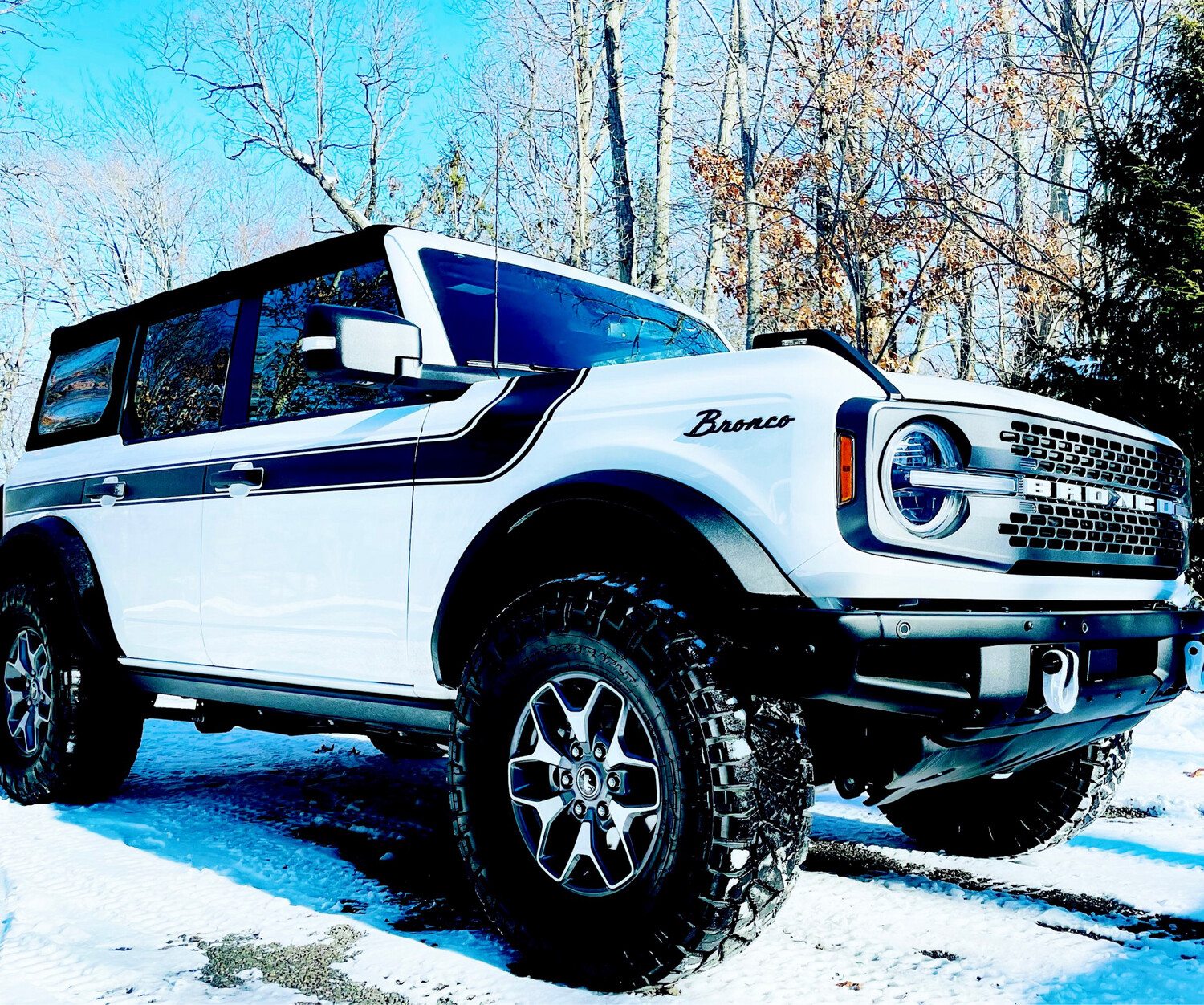 2021-up Ford Bronco Retro Special Decor Style Side/Hood Graphics Kit (Below Body Line Wide Stripe)