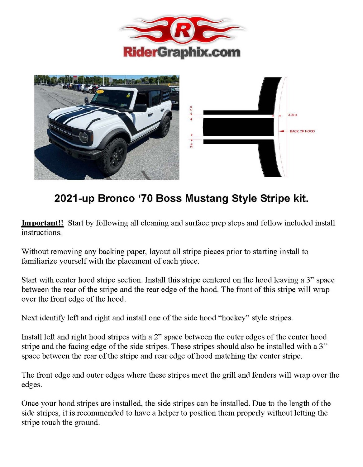 2021-up Ford Bronco Retro 70 Boss Mustang Style Full Graphics Kit