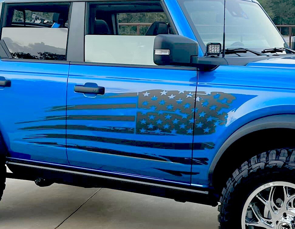 2021-up Ford Bronco Large Tattered Flag Graphics Kit