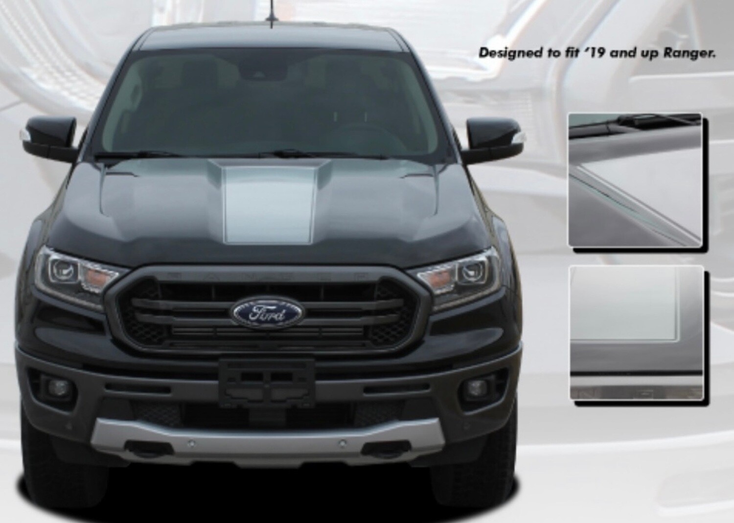 2019-UP Ford Ranger Center Hood Blackout Decal