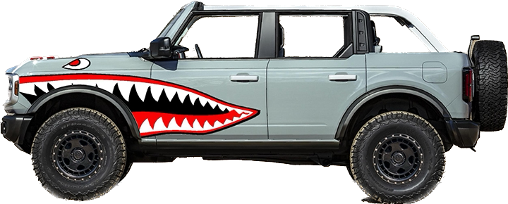 2021-up Ford Bronco "Flying Tigers" Curtiss P-40 Warhawk fighter plane style Shark Mouth Graphics