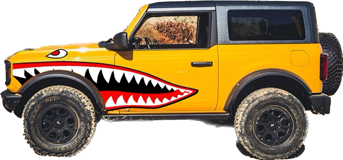 2021-up Ford Bronco "Flying Tigers" Curtiss P-40 Warhawk fighter plane style Shark Mouth Graphics