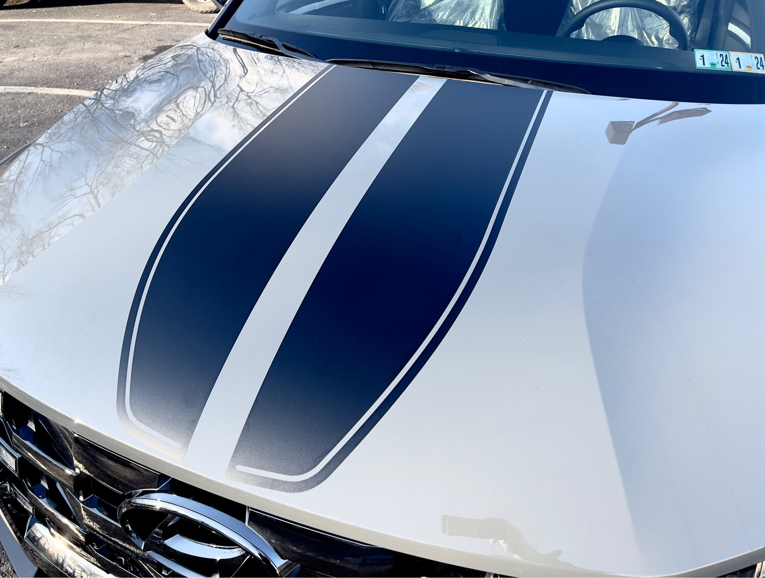 2022-up Hyundai Santa Cruz Dual Rally Stripe Hood Only Vinyl Graphics Kit