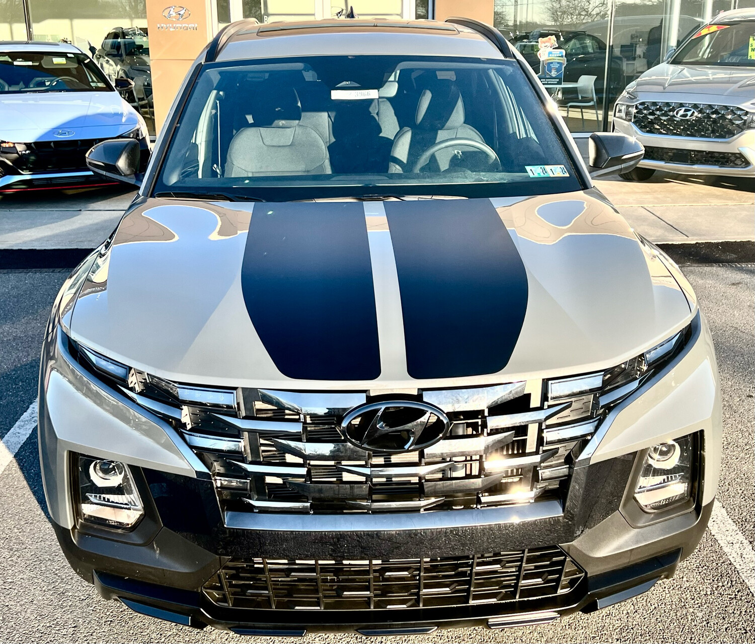 2022-up Hyundai Santa Cruz Dual Wide Rally Stripe Hood Only Vinyl Graphics Kit