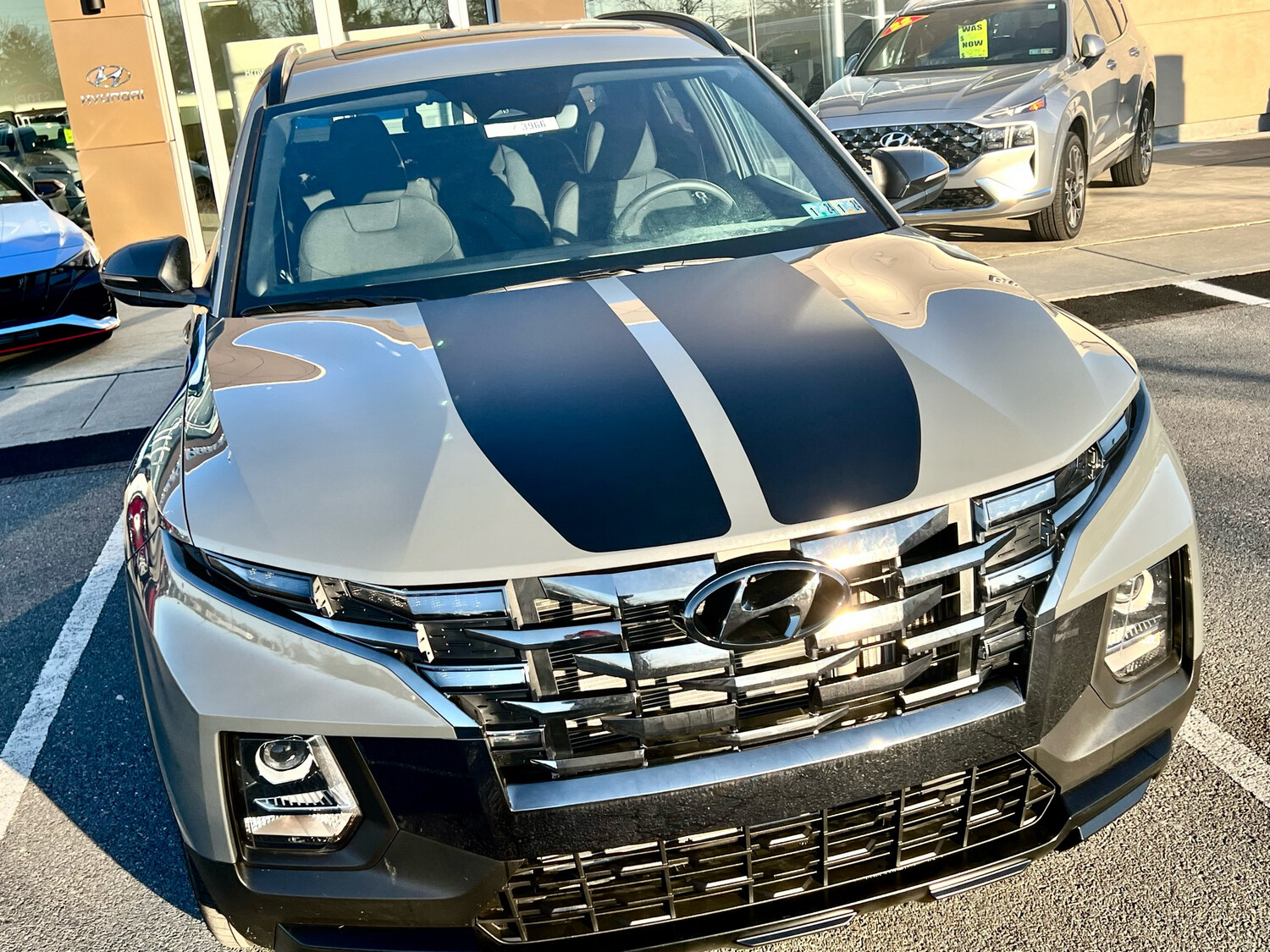 2022-up Hyundai Santa Cruz Dual Wide Rally Stripe Hood Only Vinyl Graphics Kit