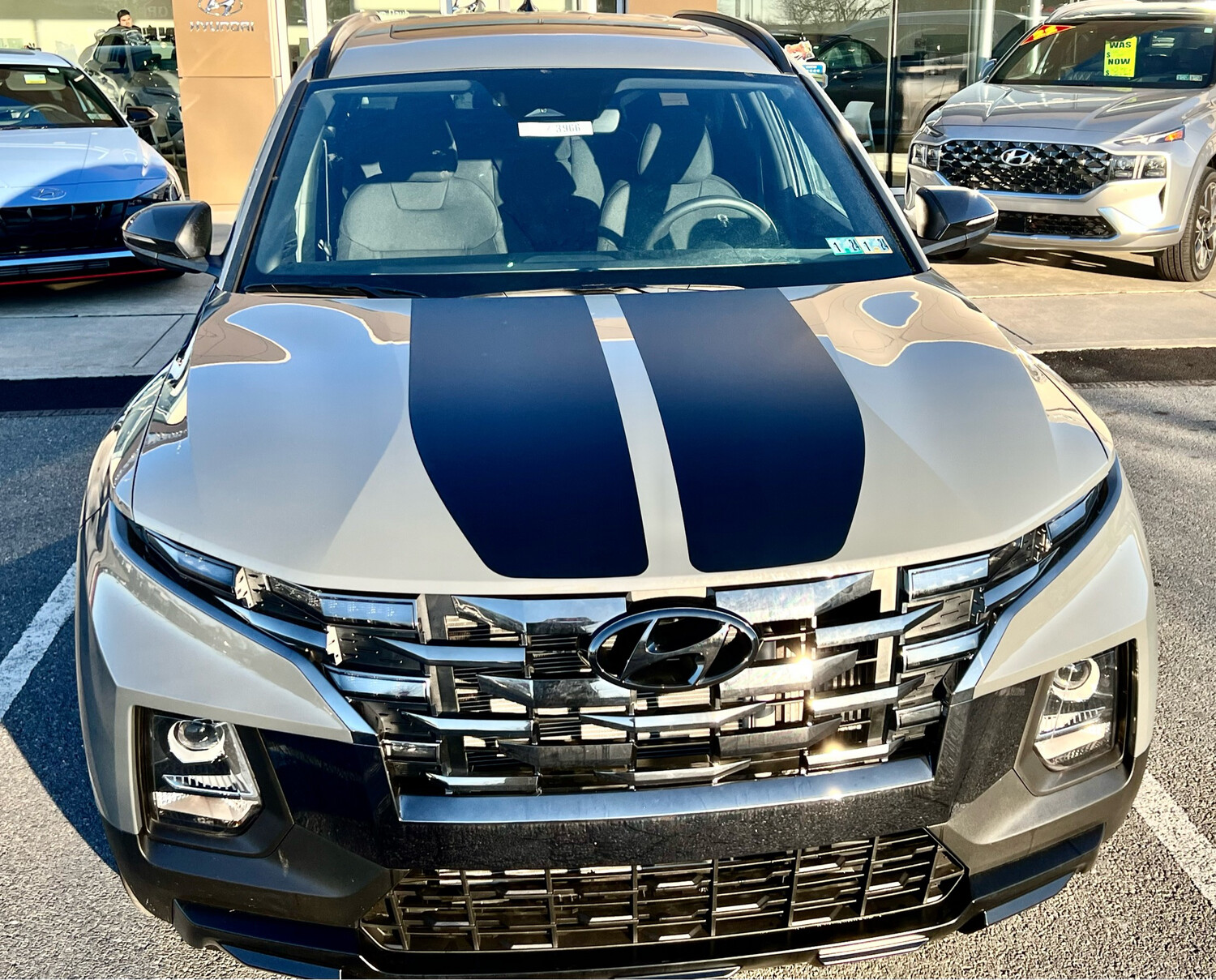 2022-up Hyundai Santa Cruz Dual Wide Rally Stripe Hood Only Vinyl Graphics Kit