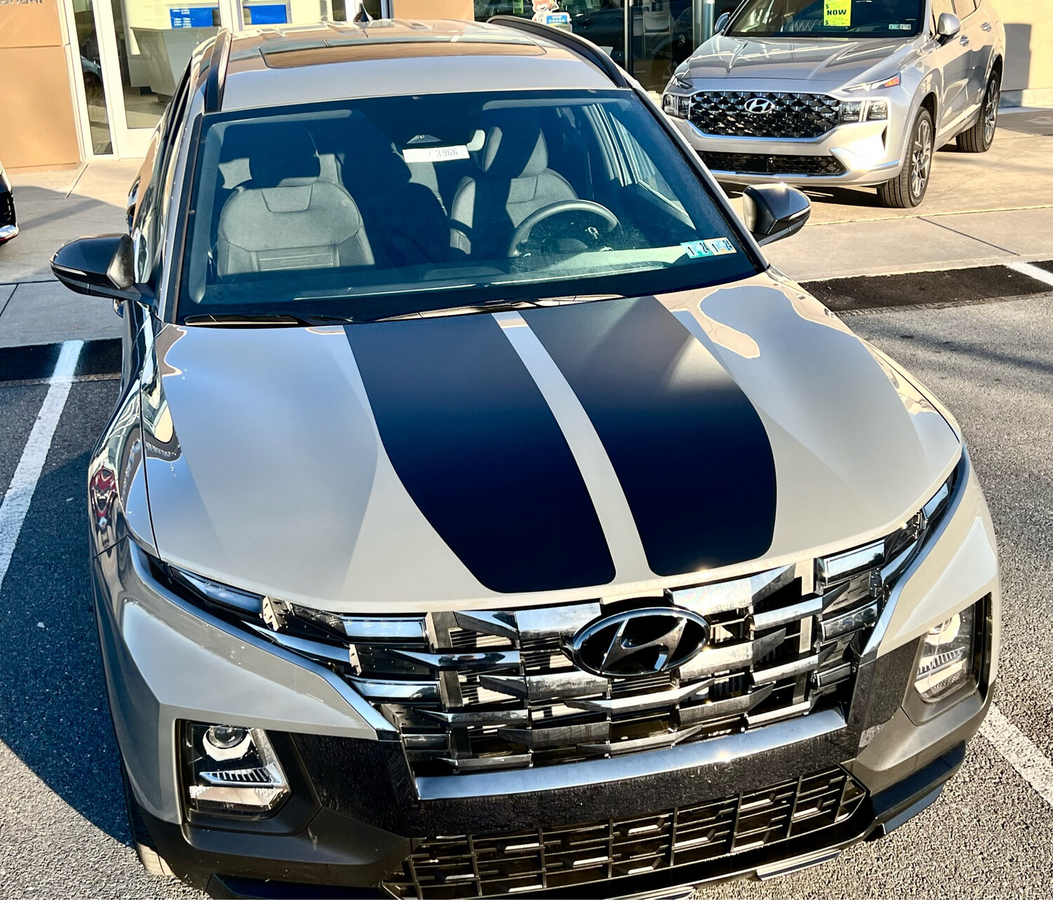 2022-up Hyundai Santa Cruz Dual Wide Rally Stripe Hood Only Vinyl Graphics Kit