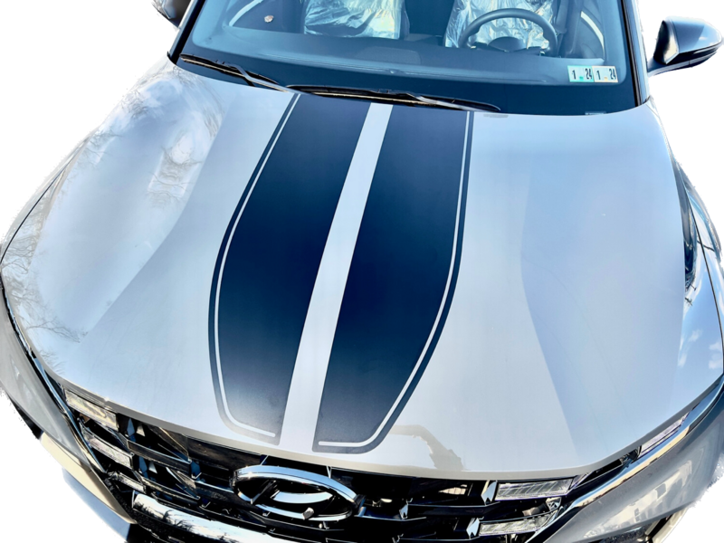 2022-up Hyundai Santa Cruz Dual Rally Stripe Hood Only Vinyl Graphics Kit