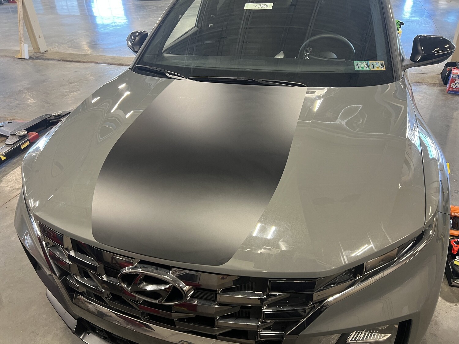 2022-up Hyundai Santa Cruz Single Wide Rally Stripe Hood Only Vinyl Graphics Kit
