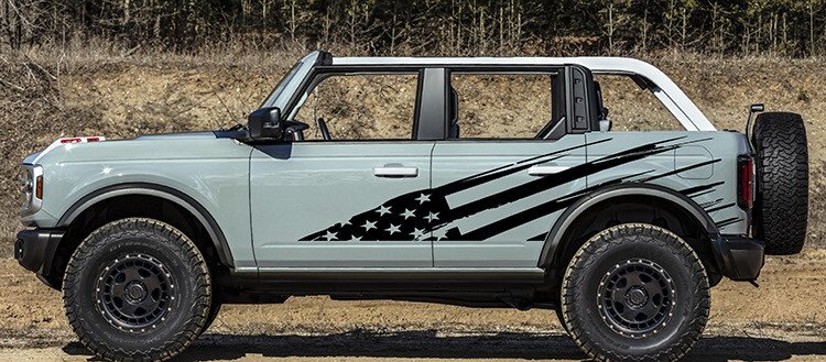 2021-up Ford Bronco Jumbo Tattered Flag Graphics Kit