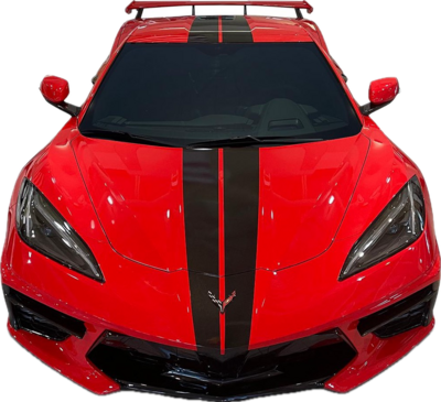 thumbnail image 2 of Clausen's World 13" X 30" Stingray Racing Stripes Vinyl Decal Kit For Corvette C8 Hood 2 of 3
