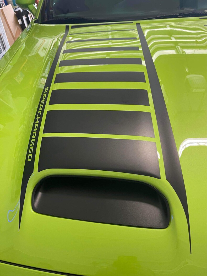 2019 - Up Dodge Challenger SRT Hellcat Dual Scoop Hood Top of Scoop Graphics