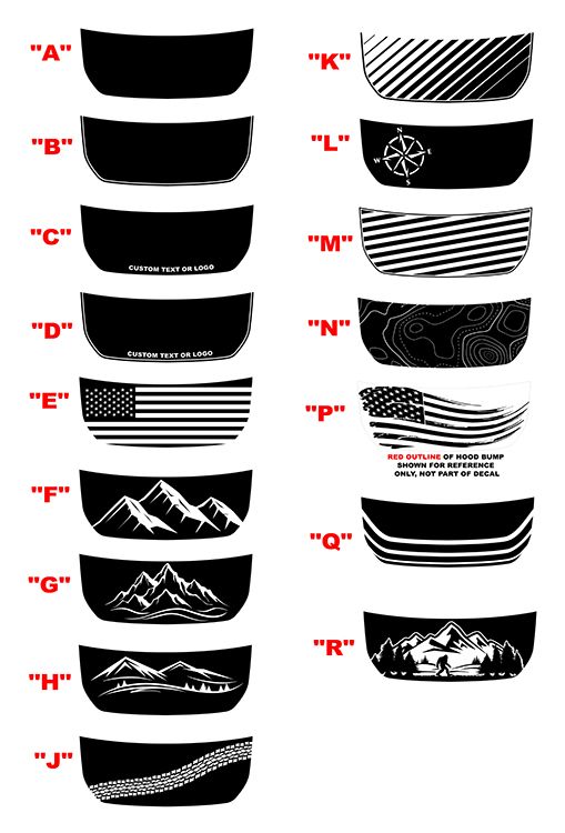 2021-up Ford Bronco Hood Bump Vinyl Graphics Kit