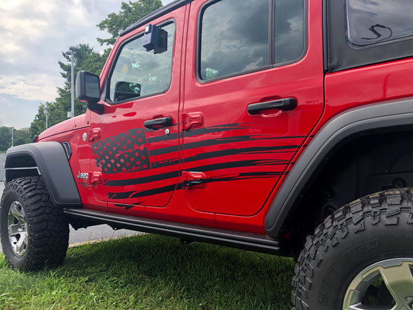 Jeep Gladiator JT Wrangler JK JKU JL JLU Large Tattered Flag Graphics