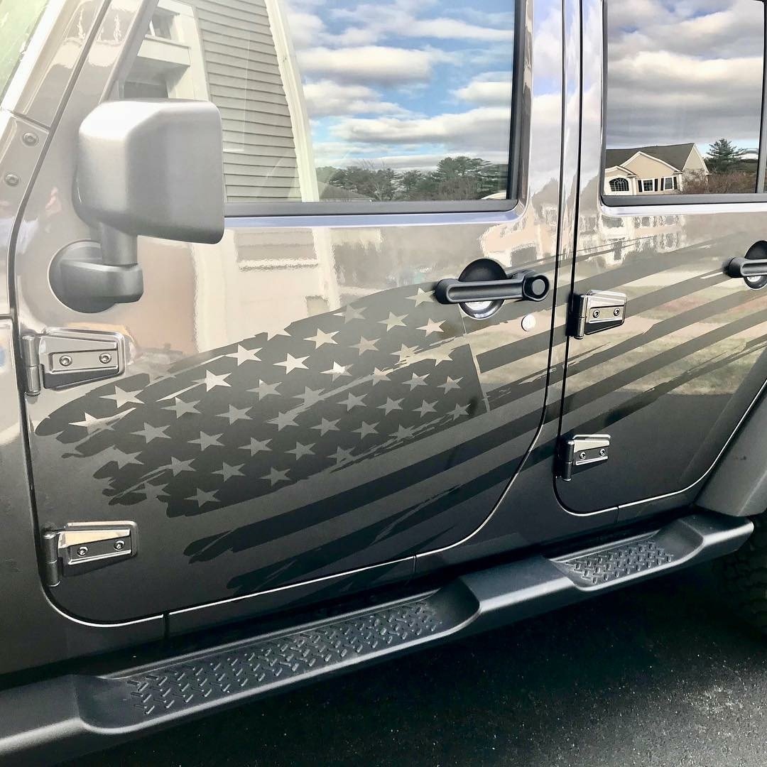 Jeep Gladiator JT Wrangler JK JKU JL JLU Large Tattered Flag Graphics