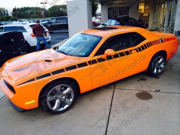 2008 - Up Dodge Challenger AAR Style Full Upper Strobe Stripes