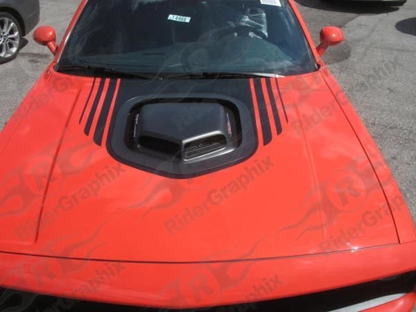 2014 - Up Dodge Challenger Shaker Style Hood Only Stripe Kit