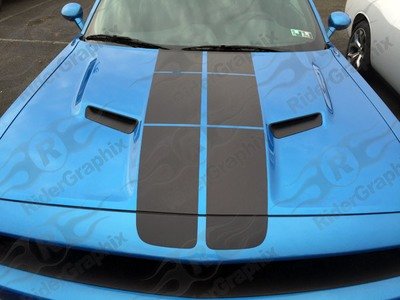 2008 - Up Dodge Challenger Blacktop Style Strobe Rally Stripe Hood Only Kit