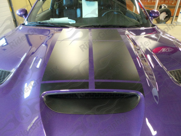 2008 - Up Dodge Challenger Blacktop Style Strobe Rally Stripe Hood Only Kit