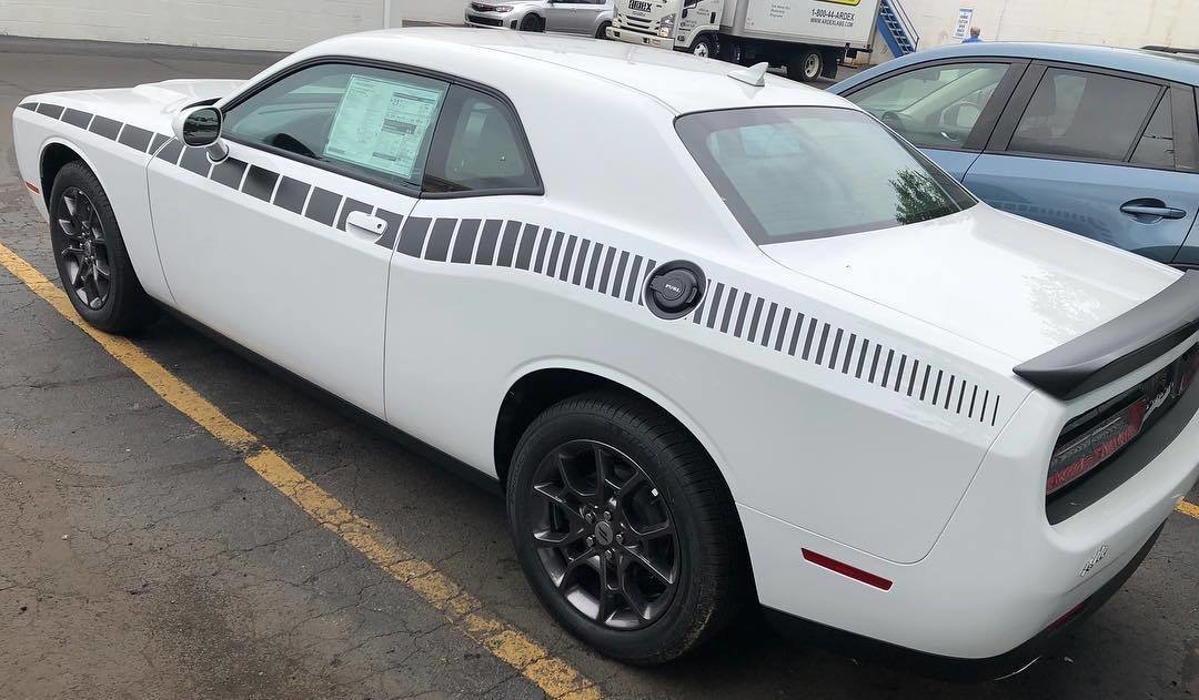 2008 - Up Dodge Challenger AAR Style Full Upper Strobe Stripes