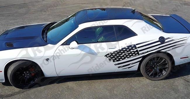 2008 - Up Dodge Challenger/Charger/Misc Large Tattered Flag Graphics