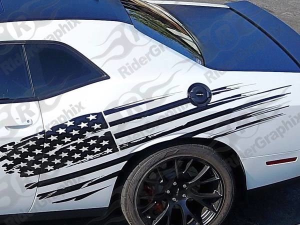 2008 - Up Dodge Challenger/Charger/Misc Large Tattered Flag Graphics
