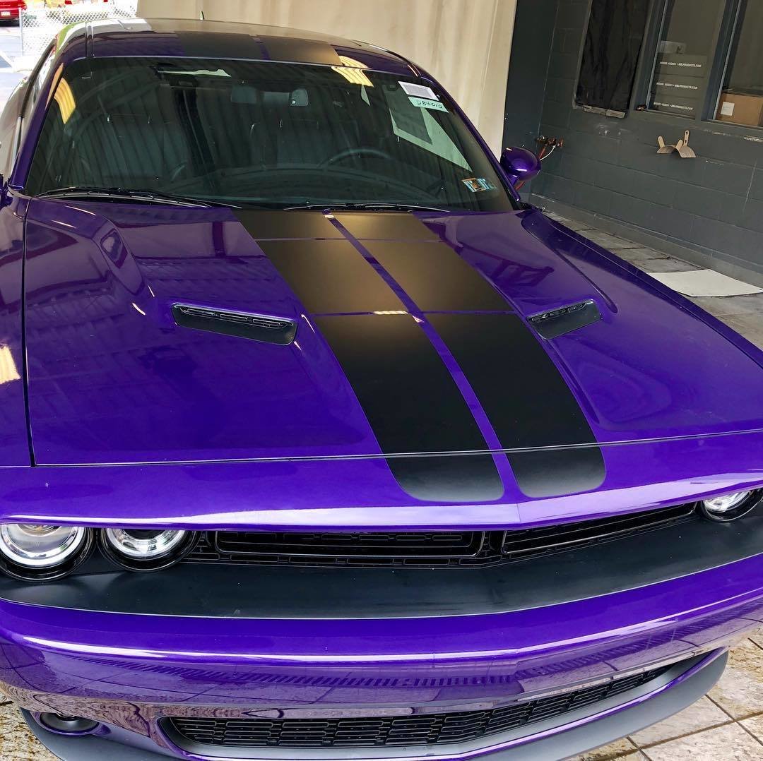 2008 - Up Dodge Challenger Blacktop Style Strobe Rally Stripe Hood Only Kit