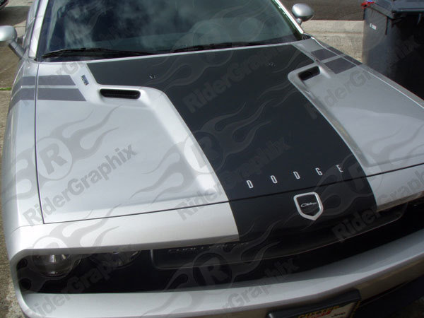 2008 - 2014 Challenger One Piece Retro Style Hood Decal
