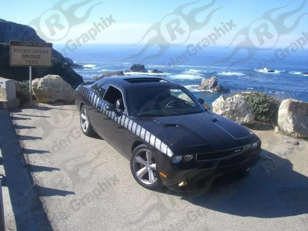 2008 - Up Dodge Challenger AAR Style Full Upper Strobe Stripes