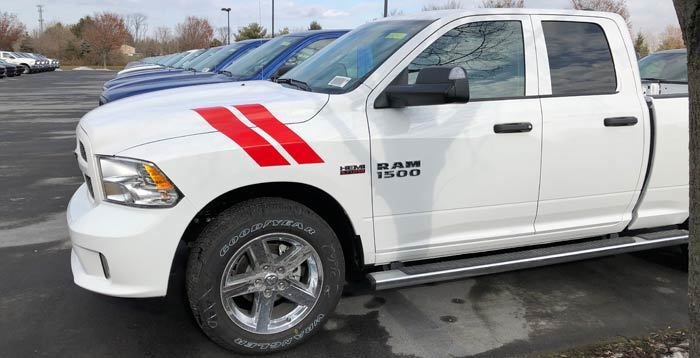 2008 - Up Dodge Ram Hood to Fender Hash Stripes 1500 2500 3500