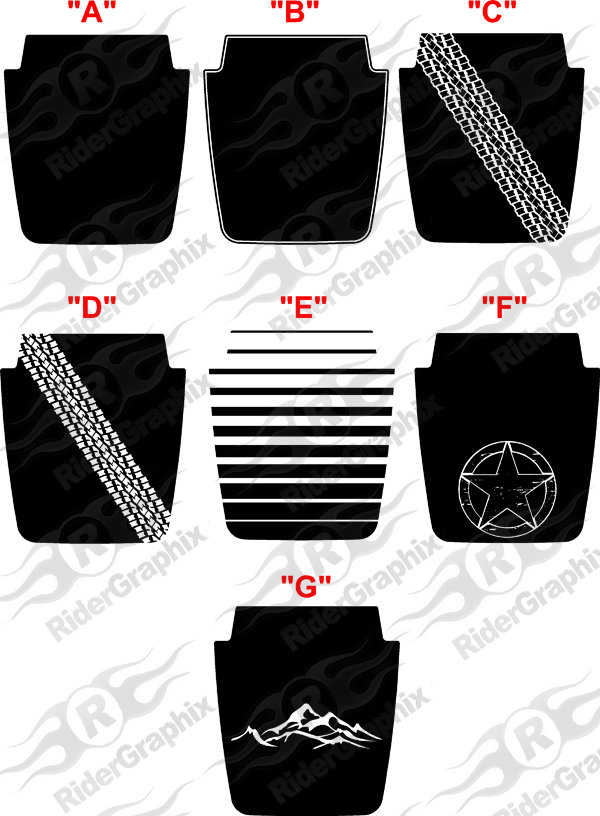 2007 - 2018 Jeep Wrangler JK Hood Blackout Graphics