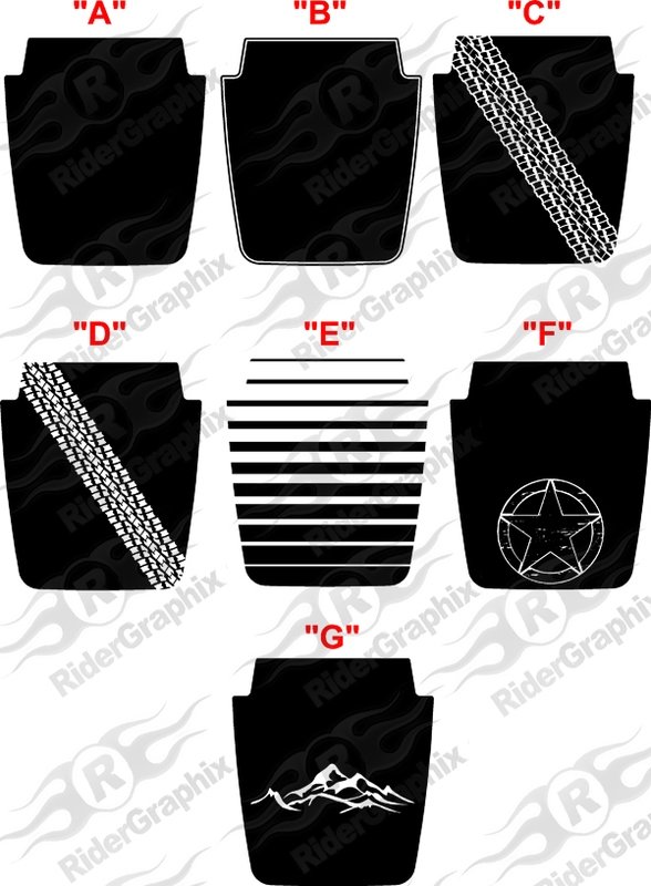 2007 - 2018 Jeep Wrangler JK Hood Blackout Graphics