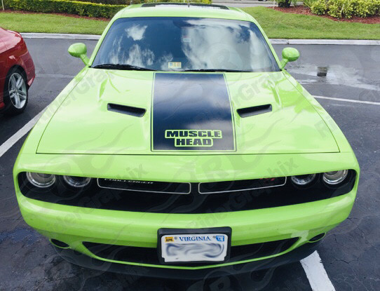 2015 - up Dodge Challenger Center Hood Stripe Vinyl Graphics