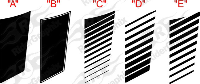 2015 - up Dodge Challenger Hood Scoop Accent Stripe Vinyl Graphics