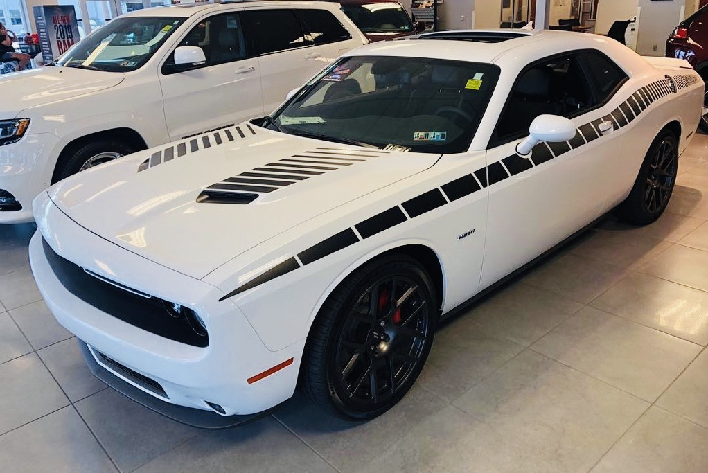 2015 - up Dodge Challenger Hood Scoop Accent Stripe Vinyl Graphics