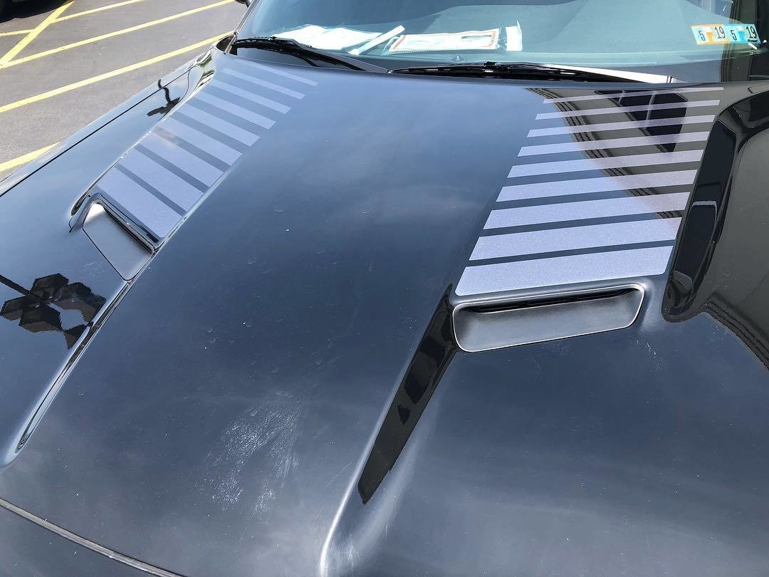 2015 - up Dodge Challenger Hood Scoop Accent Stripe Vinyl Graphics