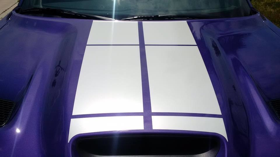 2008 - Up Dodge Challenger Blacktop Style Strobe Rally Stripe Hood Only Kit