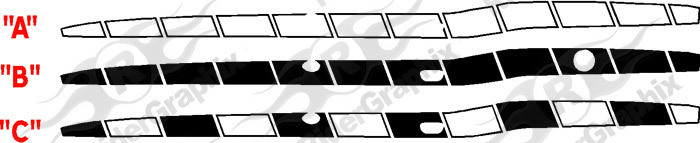 2008 - Up Dodge Challenger Full Body Length Upper Strobe Side Stripes