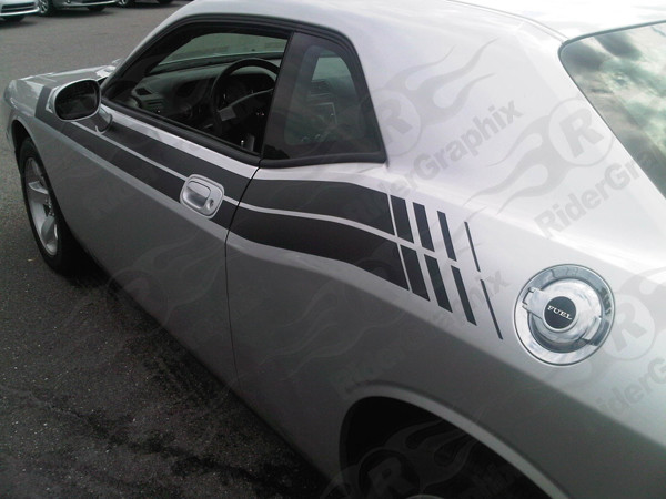 2008 - Up Dodge Challenger 71 RT Hood to Fender Style Side Stripes