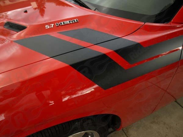 2008 - Up Dodge Challenger 71 RT Hood to Fender Style Side Stripes