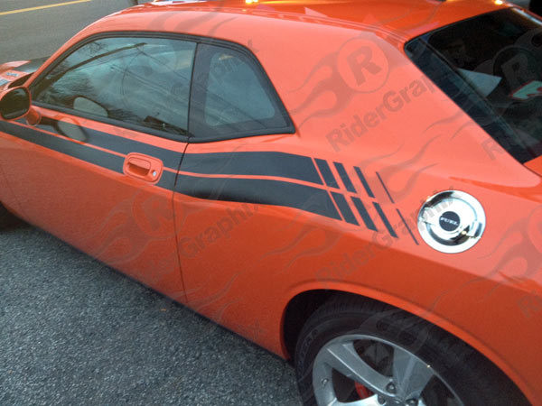 2008 - Up Dodge Challenger 71 RT Hood to Fender Style Side Stripes