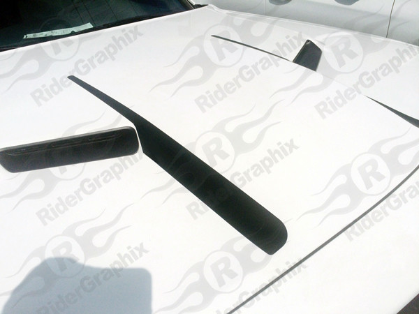 2015 - up Dodge Challenger Center Hood Spear Accent Stripe Vinyl Graphics