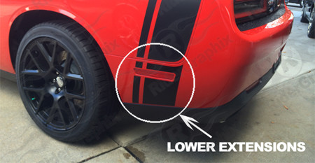 2015 - Up Dodge Challenger Scat Pack Factory Style Tail Stripe Lower Extensions Only