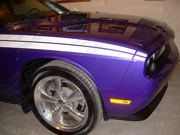 2009-2014 Dodge Challenger RT Classic Factory Front Nose Stripe Extensions Only